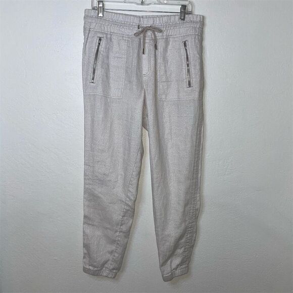 Athleta Pants - Athleta Women's Gray Linen Jogger Pants Size 10 Casual Elastic Waist